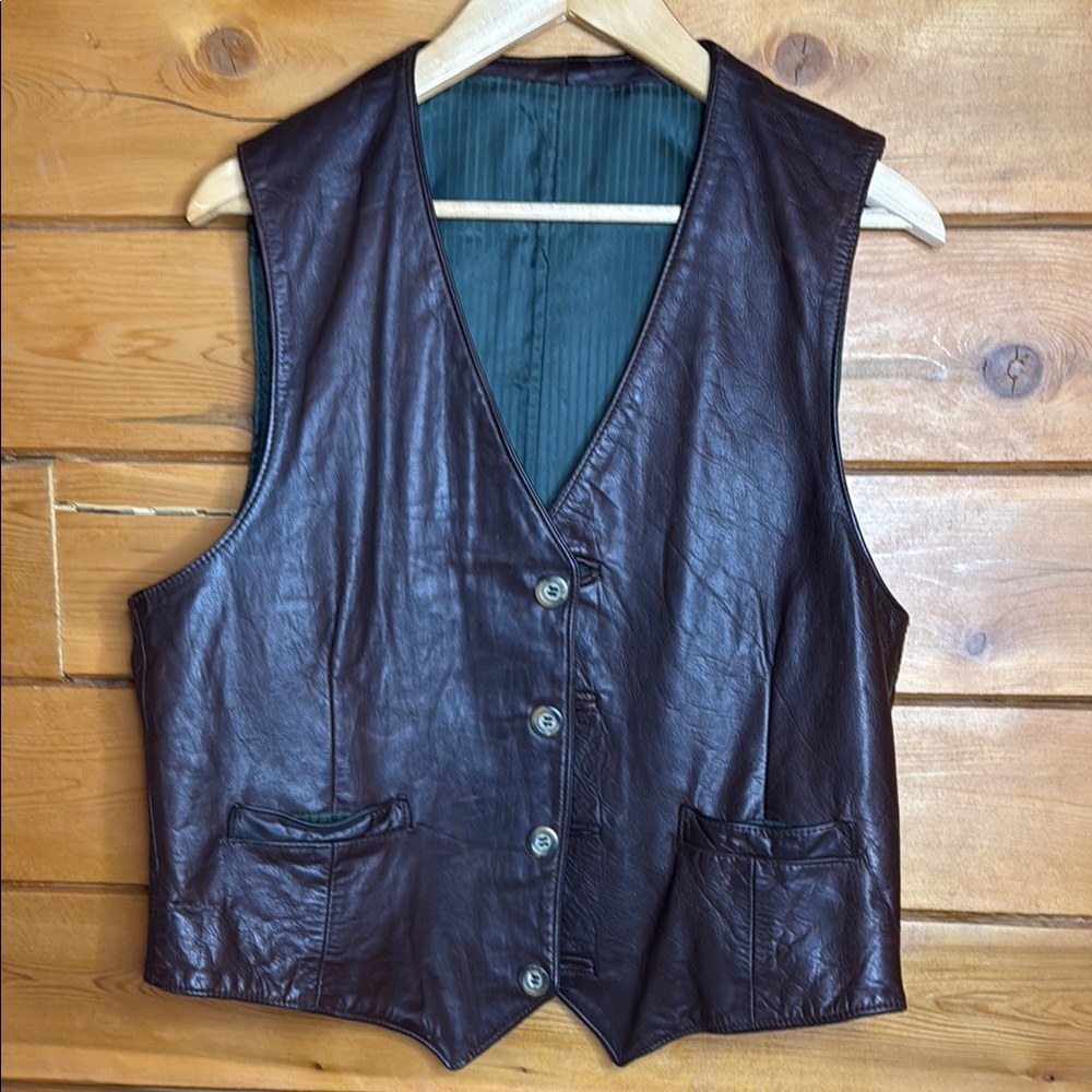 Vintage Brown Leather Vest